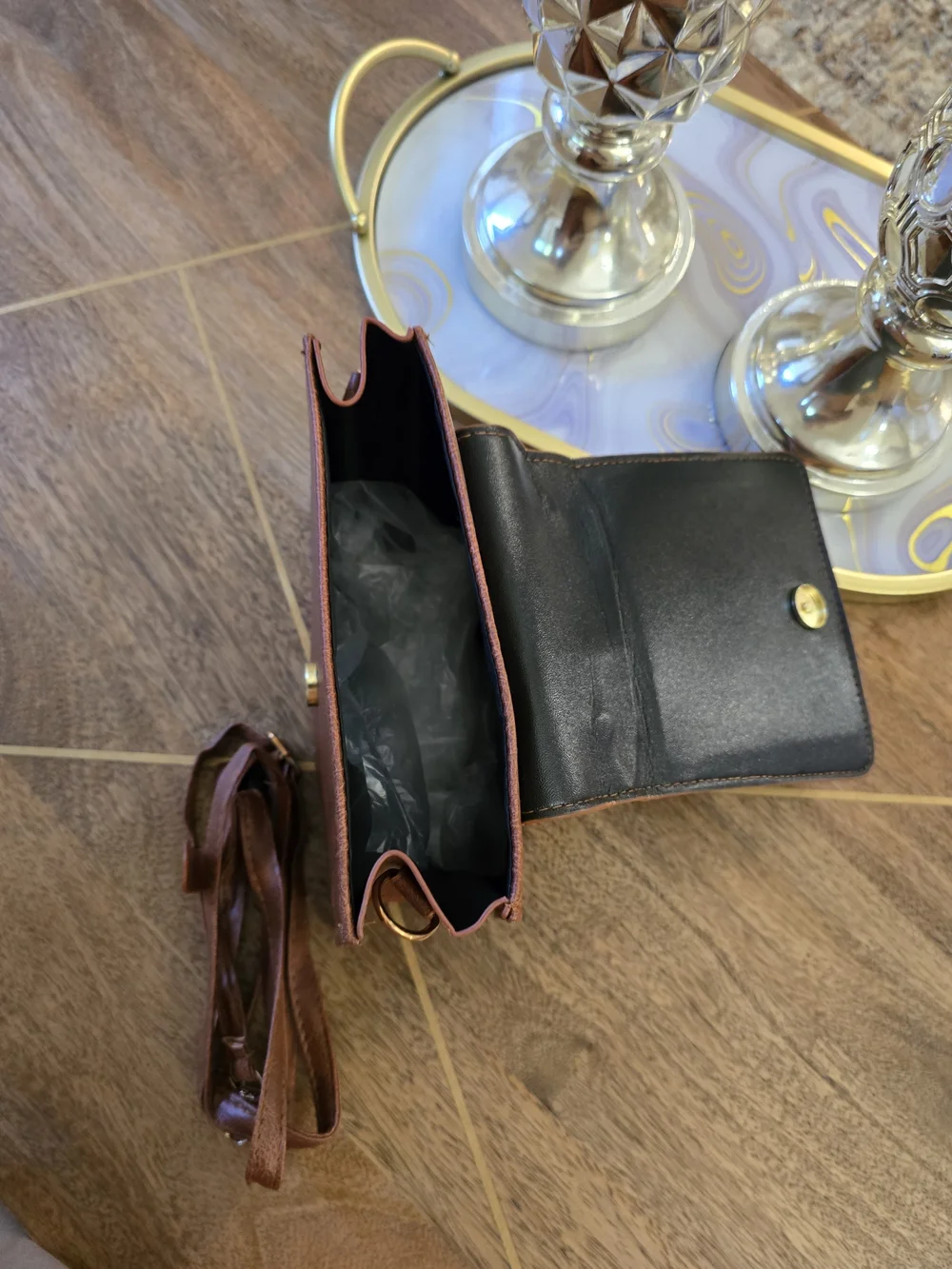 JINGPINPIJU Brown Top-Handle Satchel Bag